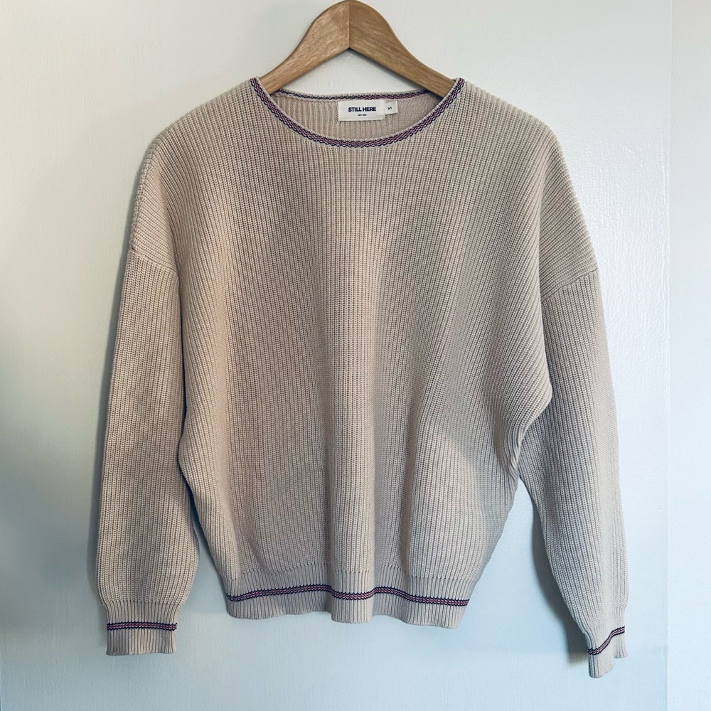 Still Here Knit Crewneck Sweater in Bone - Picture 2 of 3